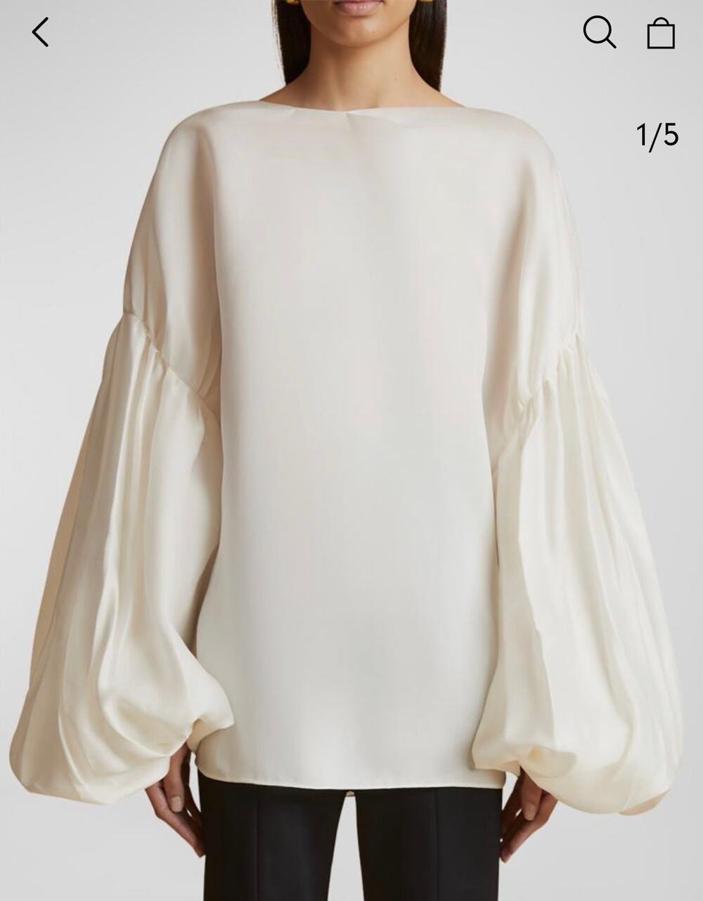 Khaite Quico Balloon-sleeve oversized Silk Blouse Size 6 - New with minor flaw